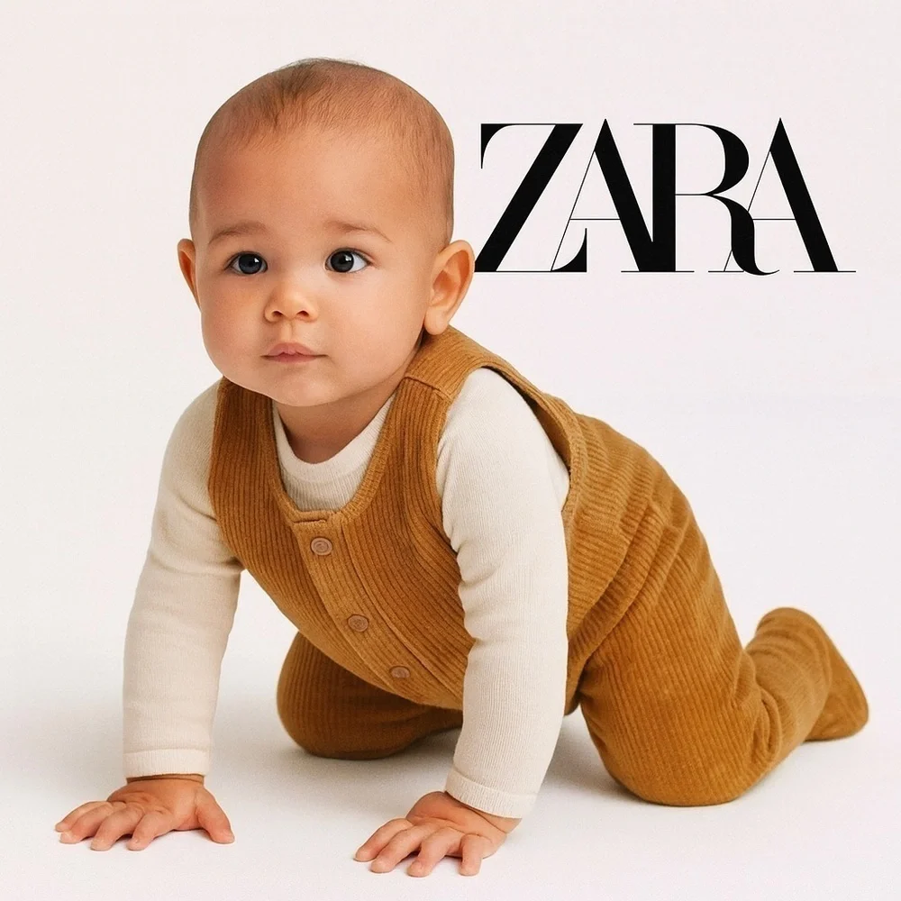 ZARA Kids | Mustard | BUTTONED CORDUROY OVERALLS